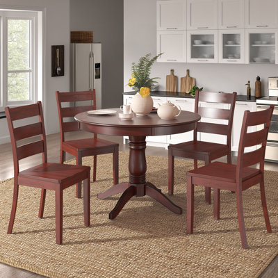 Alexa-Mae 4-Person Solid Wood Pedestal Dining Set