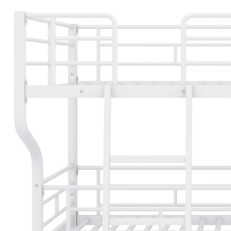 Triple Bunk Bed With Long And Short Ladder, White