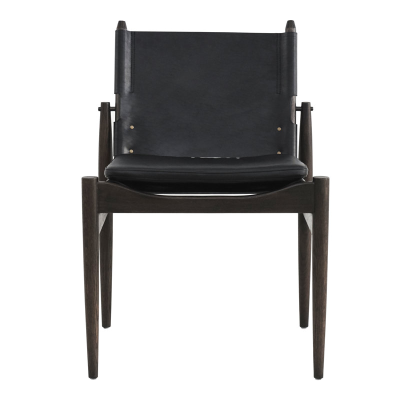 Journey Leather Dining Chair, Crystal Black, Saddle Leather Black, Natural Oak