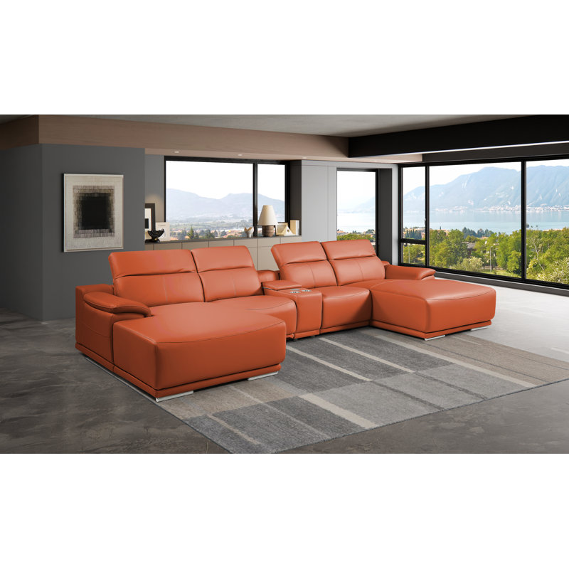Canapé modulaire 5 pièces DivanItalia Camel, Camel Genuine Leather
