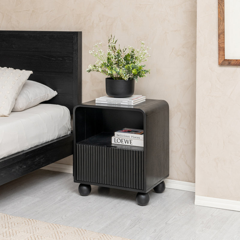 Stiles Solid Wood 20" Nightstand, Black