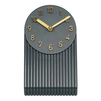 Grooves Quartz Analog Tabletop Clock, Midnight Gray