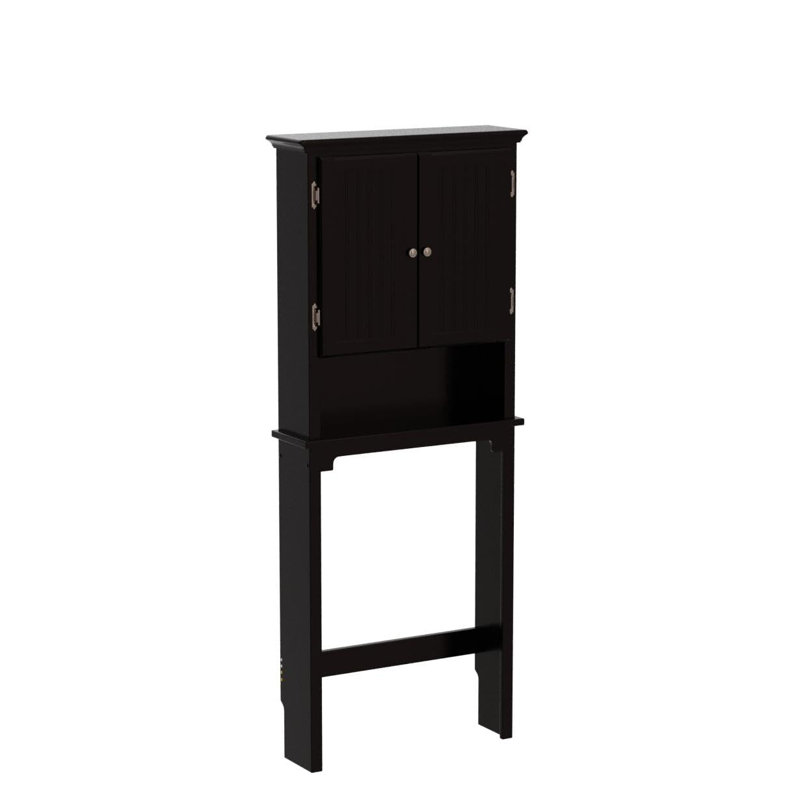 Rangement de salle de bain au-dessus de la toilette, organisateur d'armoire de salle de bain avec tablettes réglables et portes doubles, économiseur d'espace de salle de bain en bois, espresso