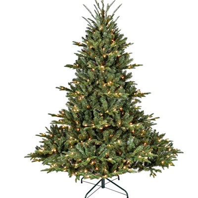6ft Christmas Tree With 500 Warm White Ul Lights, 1763 Realistic Tips, Wide Base For Stunning Centerpieces In Big Halls, Hinged Branches Fast Assembly And Setup Pe/ Spacious Areas, Structure Easy