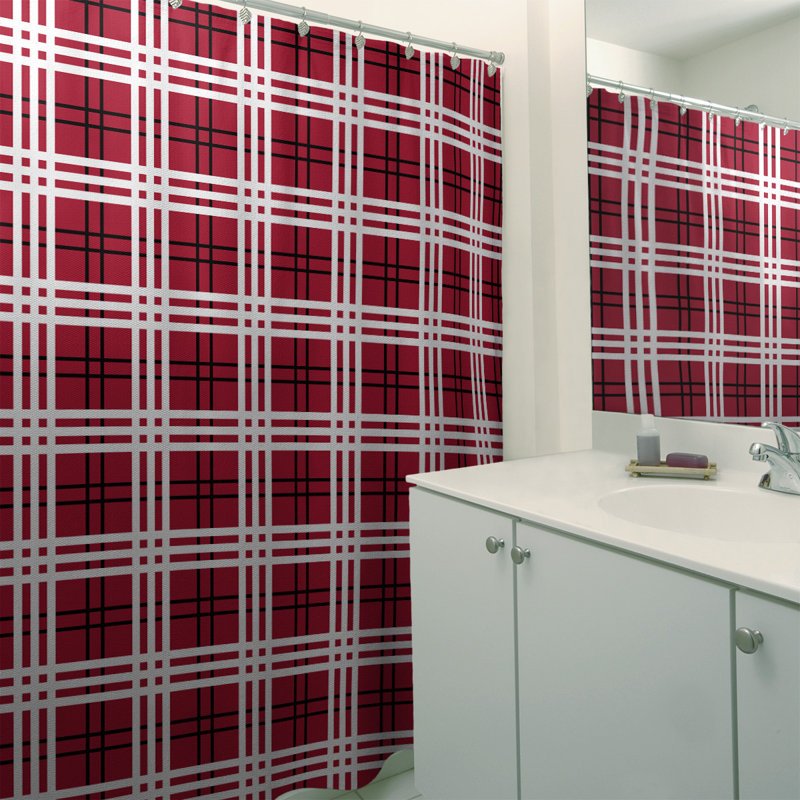 Rideau de douche simple à carreaux Baltimore, Red/Black/White