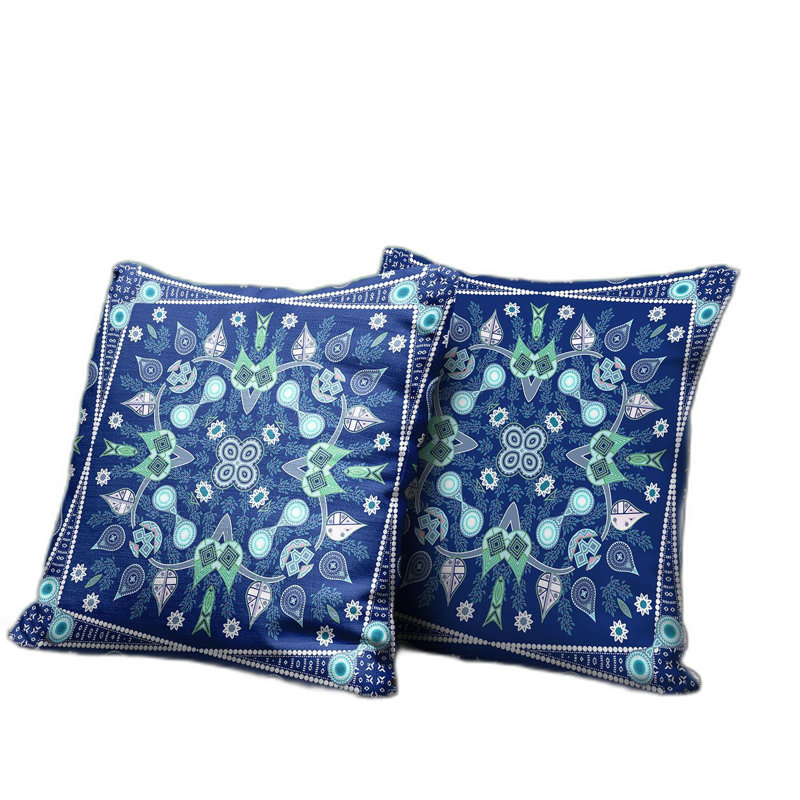 Coussin décoratif, 16 po x 16 po, Cachemire bleu minuit