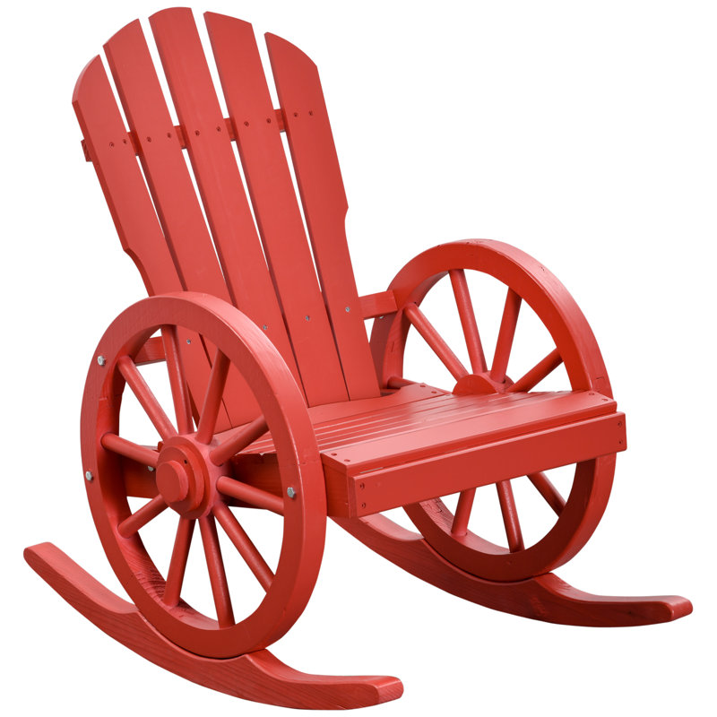 Chaise berçante d'extérieur en bois massif, Rouge