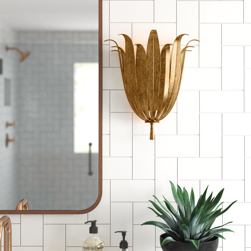 Risborough 13.75' H Steel 1-Light Dimmable Steel Wallchiere , Antique Gold