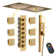 Rodeo 27.5-Inch LED&Music Rainfall Thermostatic Shower System with Slide Bar and 2-in-1 Handheld