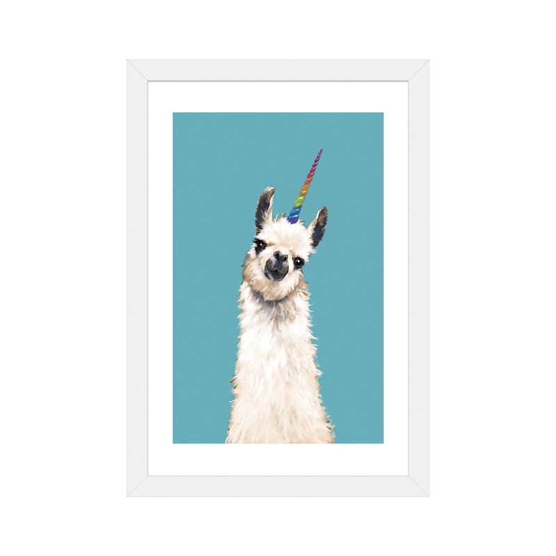 Art encadré licorne, Papier encadré blanc, H 24 po x l 16 po x P 1 po