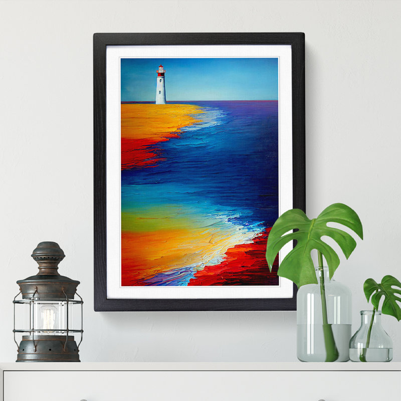Lighthouse Beach - Picture Frame Print, 64cm H x 46cm W x 2cm D, Walnut