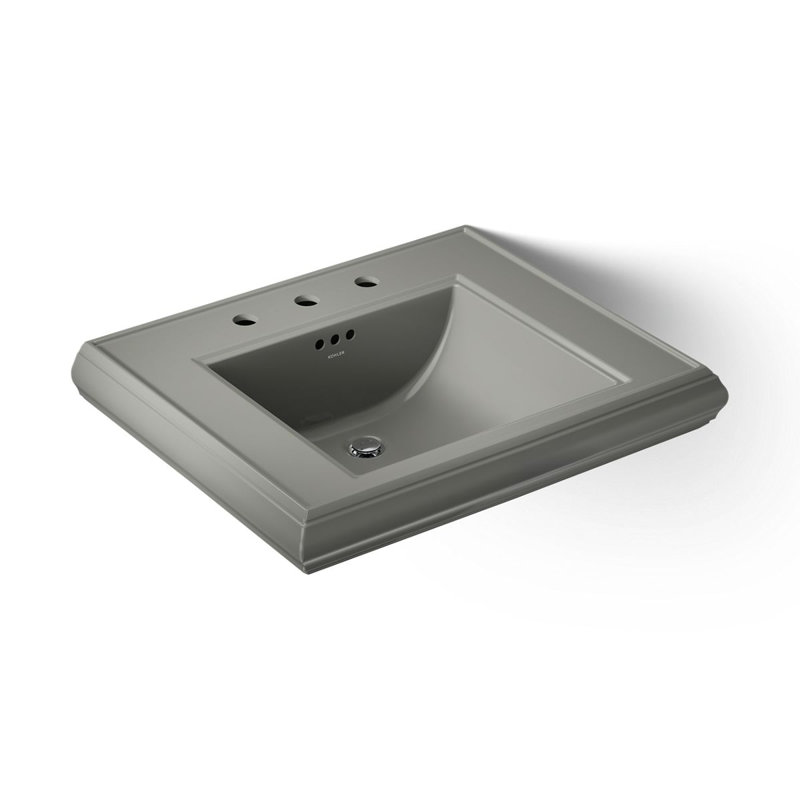 Memoirs Rectangular Pedestal Bathroom Sink with Overflow, Thunder Gray, 8'' Centers