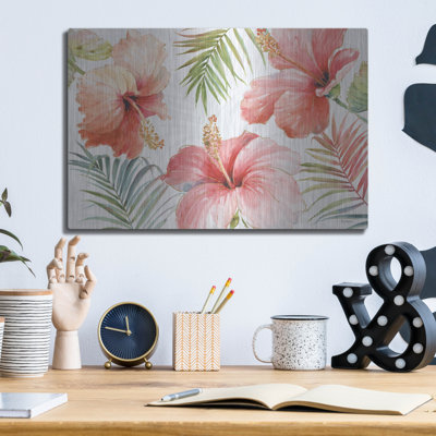 Art mural en métal «Tropical Blush I» par Lisa Audit