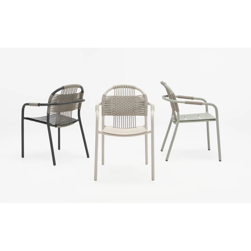 Cleo Outdoor Dining Armchair, Misty Dots, Sage Green