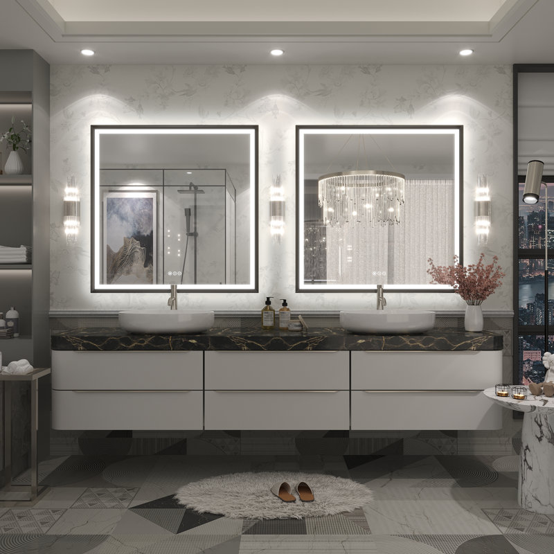 Miroir de salle de bain / meuble-lavabo mural Molly, 36 po x 36 po