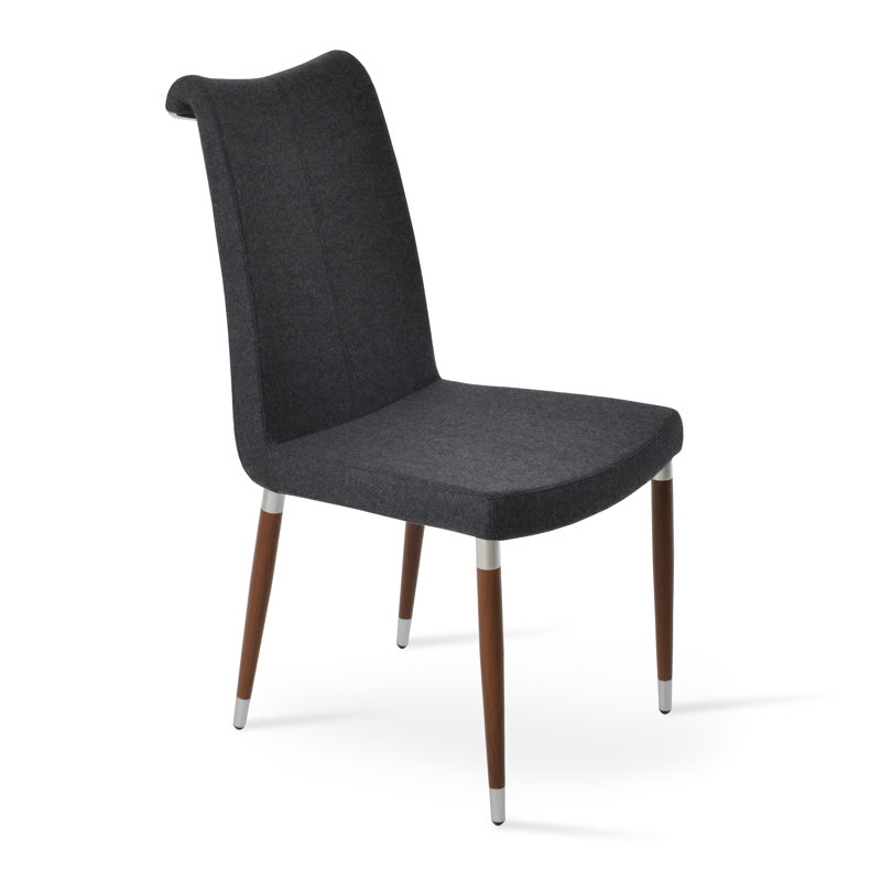 Chaise d'appoint rembourrée en métal Lale, Gris foncé