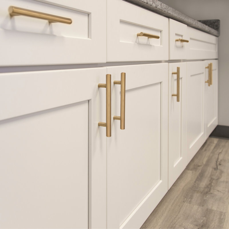 5-Inch Brushed Brass Modern Cabinet Bar Pulls, Set of 10