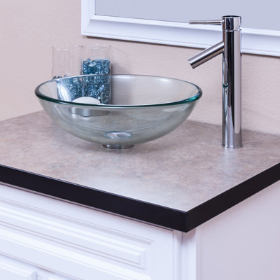 Novatto 16.5'' Cream Glass Circular Bathroom Sink