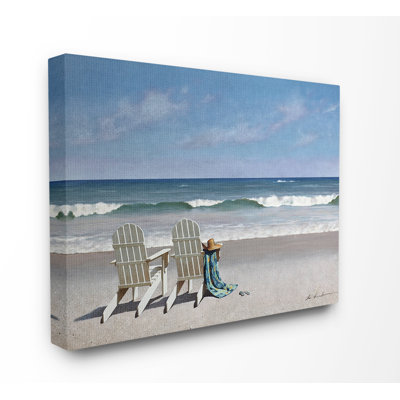 «Two White Adirondack Chairs on the Beach» par Zhen-Huan Lu, impression
