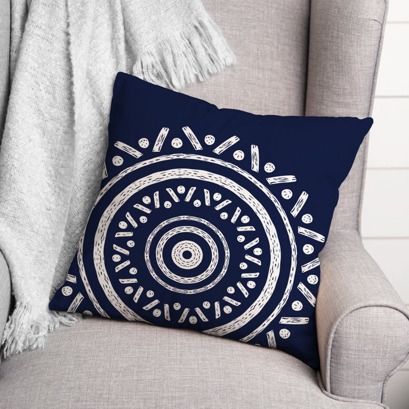  Coussin intérieur / extérieur Medallion, 16 po x 16 po, Marine