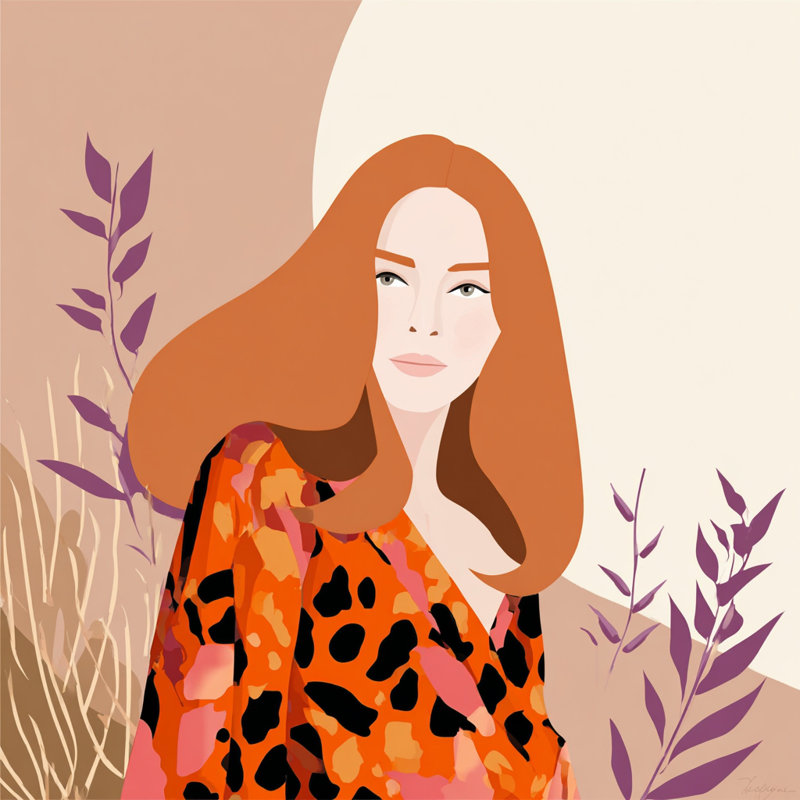 Modern Ginger Muse Wrapped Canvas Wall Art, 40"W x 40"H x 1.5"D