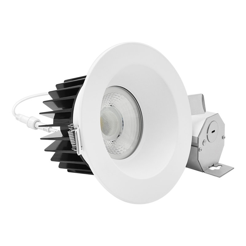 Luminaire encastré à DEL de 5 pouces Luxrite, régressé avec garniture ronde blanche, 22W, 1800LM, 5CCT, faisceau 38 °, à intensité variable, Twist-N-Lock, CRI90, homologué ETL