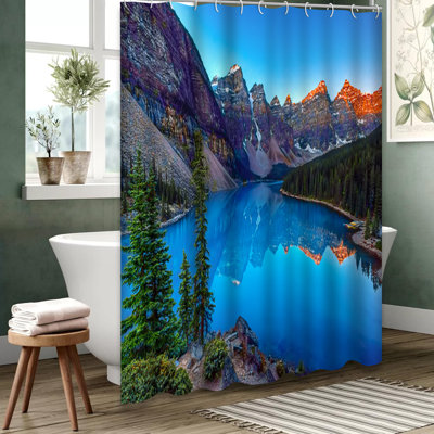 Moraine Lake Banff Canada Shower Curtain with 12 Hooks