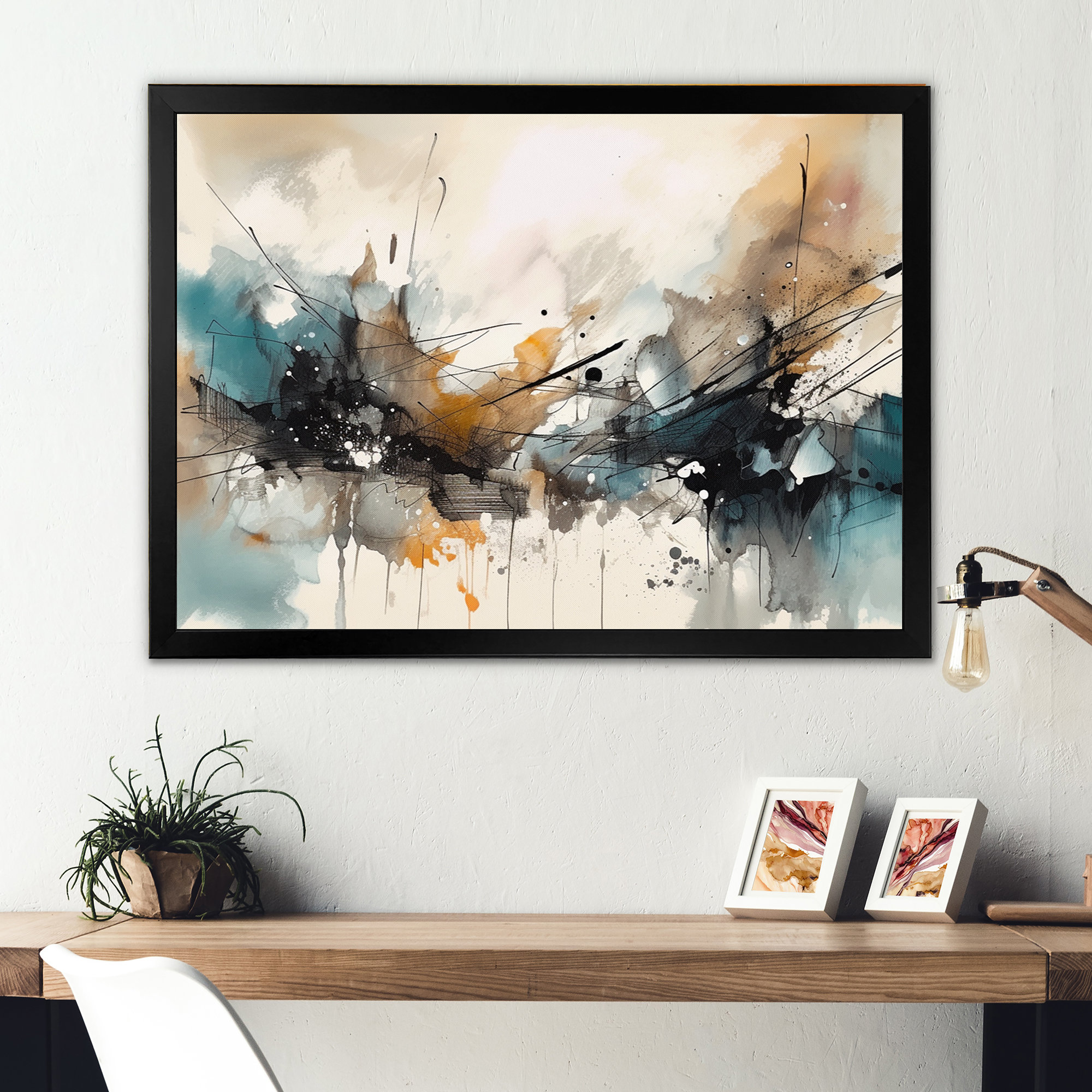 Abstract Gray Splash Paint - Modern Canvas Wall Art Wrought Studio