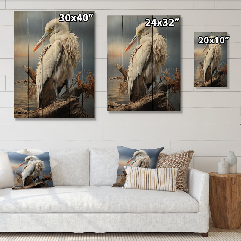 " Grey Pelican Tranquil Waters Pelican ", 32" H x 24" W x 0.78" D
