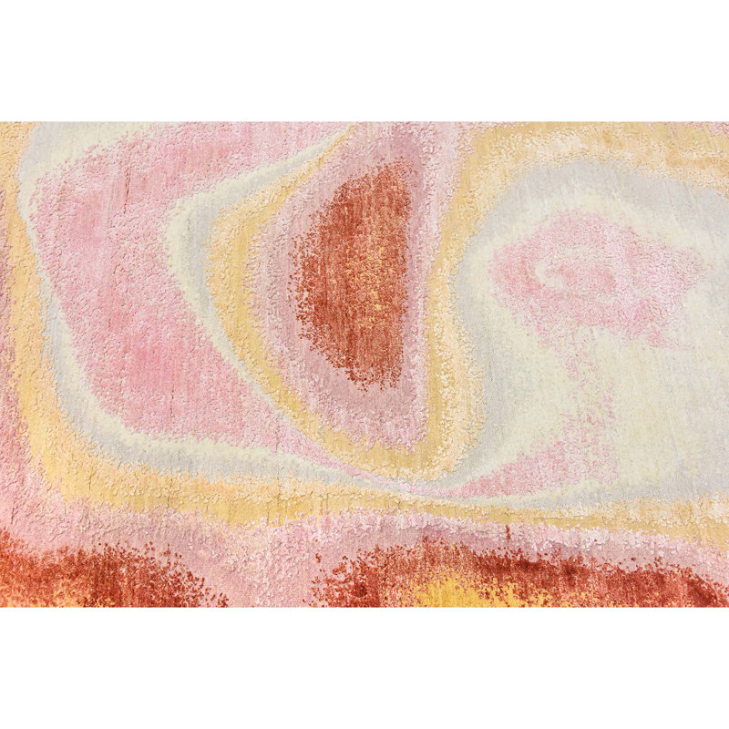 Abstract Area Rug in Rust/Yellow/Pink/Gray