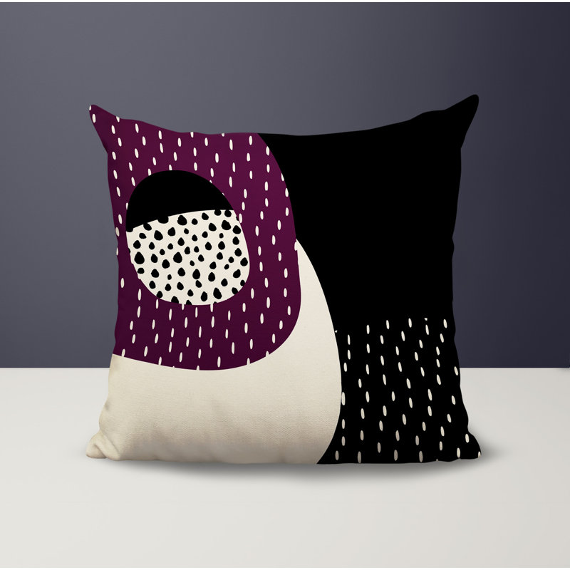 Coussin carré intérieur / extérieur pia, H 17 po x l 17 po, Mauve / noir / blanc cassé