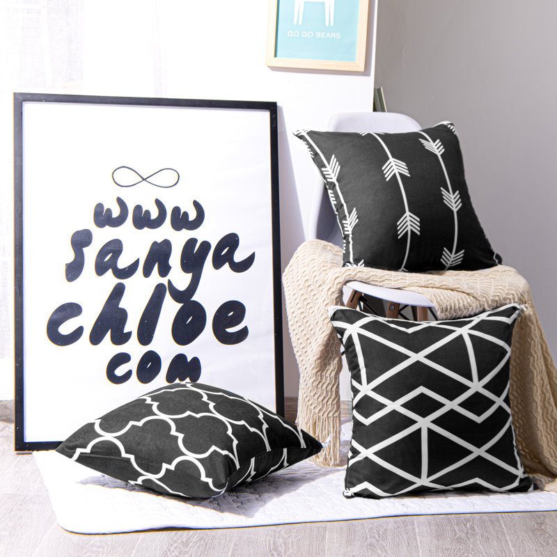  Taie d'oreiller moderne en microfibre géométrique