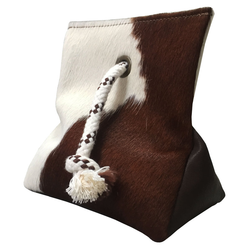 Tyra Cowhide Floor Door Stop, Brown/White