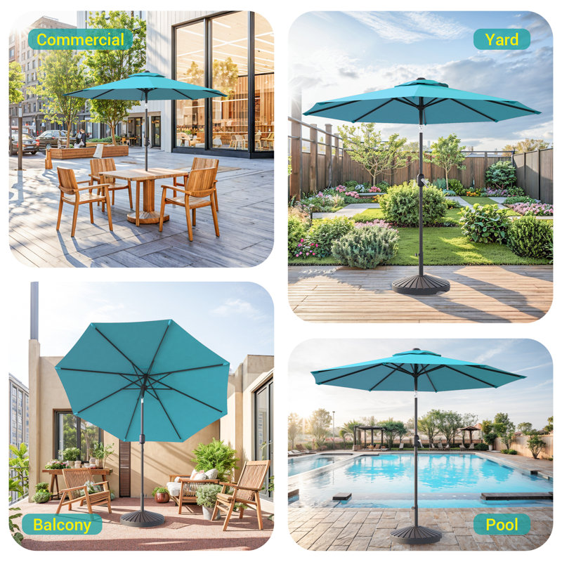 Parasol de marché 108 po Doraline, Bleu lac, H 92,9 po x l 90 po x P 90 po