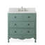 Meuble-lavabo sur pied Benton Collection 34 pouces, style cottage, bleu vintage vieilli, modèle Daleville, lavabo simple, dessus en marbre blanc, entièrement assemblé-31821473