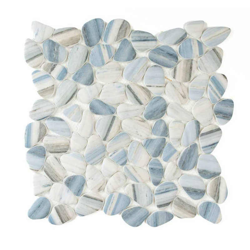 Huron Glass Pebbles Mosaic Tile, Azul