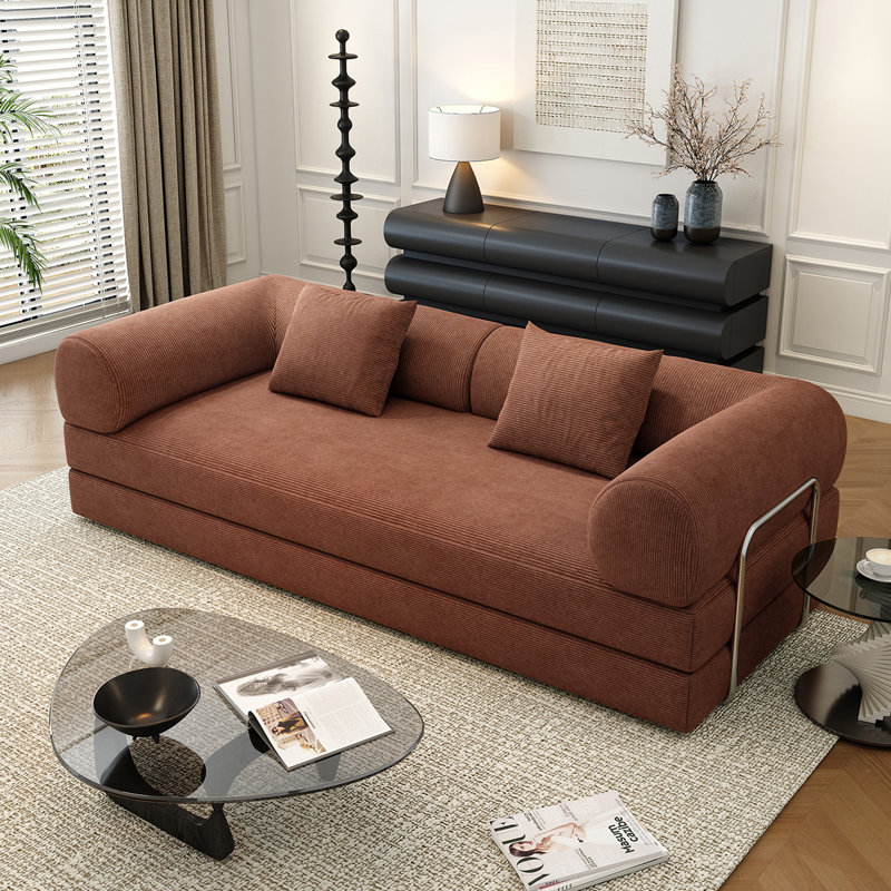 Canapé-lit modulaire 78,8 po - Conception convertible 4-en-1 avec tissu en velours côtelé et éponge haute densité, housse amovible et cadre fixe