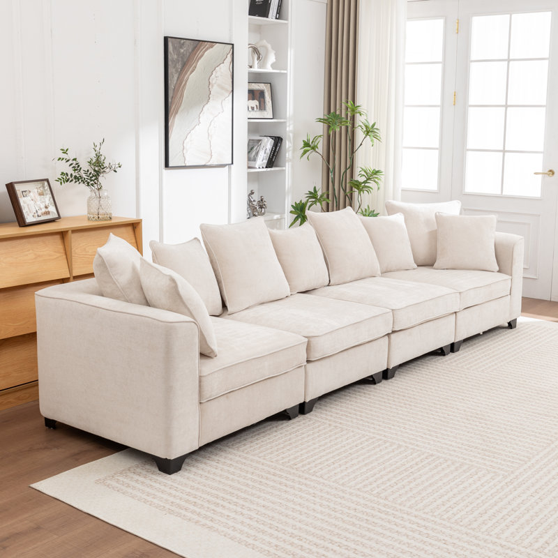 Canapé modulaire rembourré 4 pièces Bennett, Beige