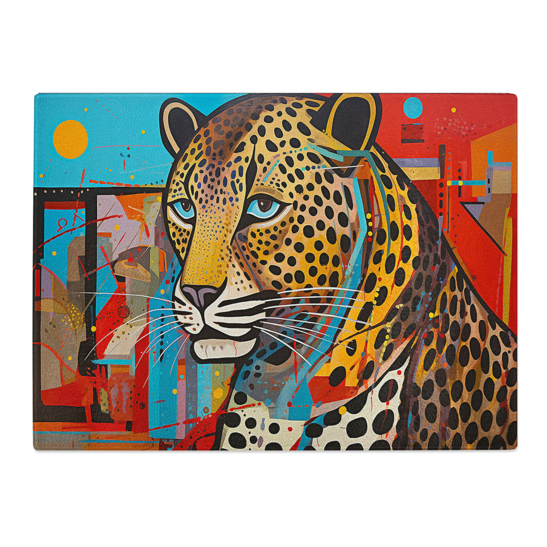 Leopard Constructivism No.3  Glass Chopping Board