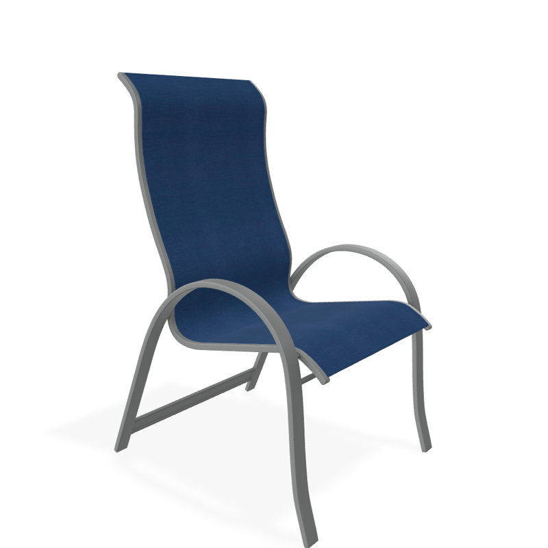 Aruba 1 Outdoor Dining Armchair, Textured Graphite, Cobalt 35D Sunbrella®