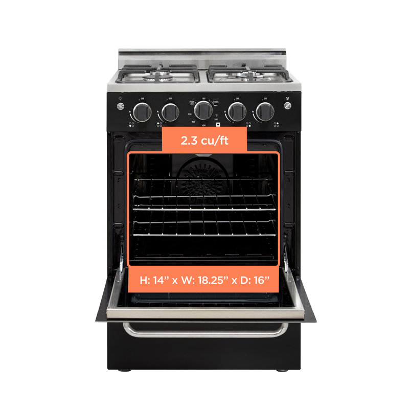 Sleek Modern 24" Black Freestanding Gas Convection Range