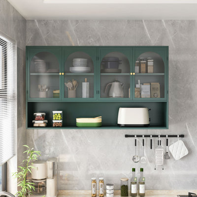 Armoire murale en verre 47,25 po à quatre portes, murale, convenant à la cuisine, au salon et à la salle de bain