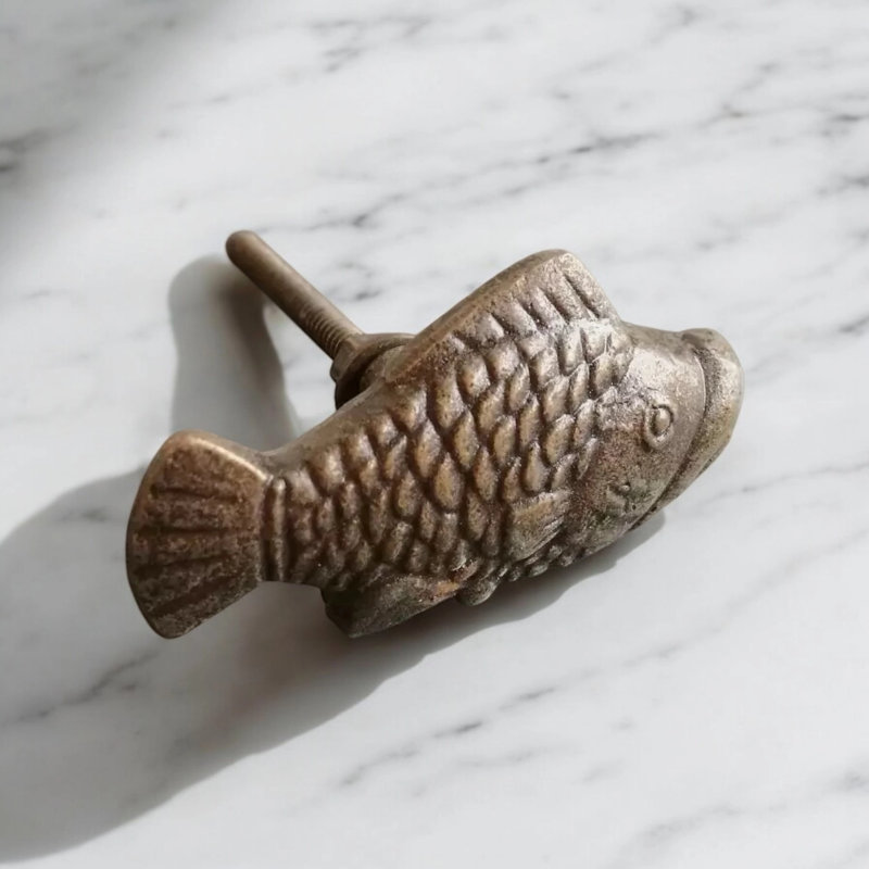 Antique Bronze Carp Fish Knob