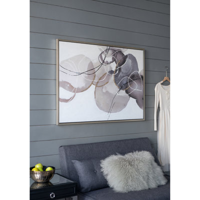 47" X 35.5" Modern Oil Painting, Hand Painted Gray Brown, 25% Firwood, 15% Pigment, Interior Decorative Art 47.2x1.5x35.4 Large Abstract Canvas, & Plastic, Home
