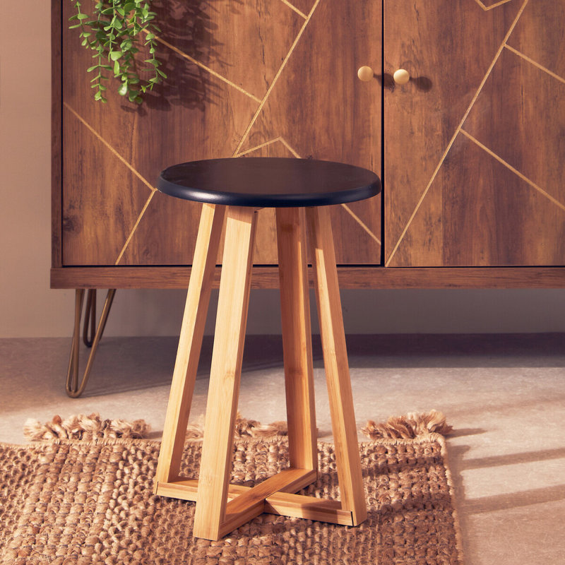 Adair Solid Wood Accent Stool, Blue