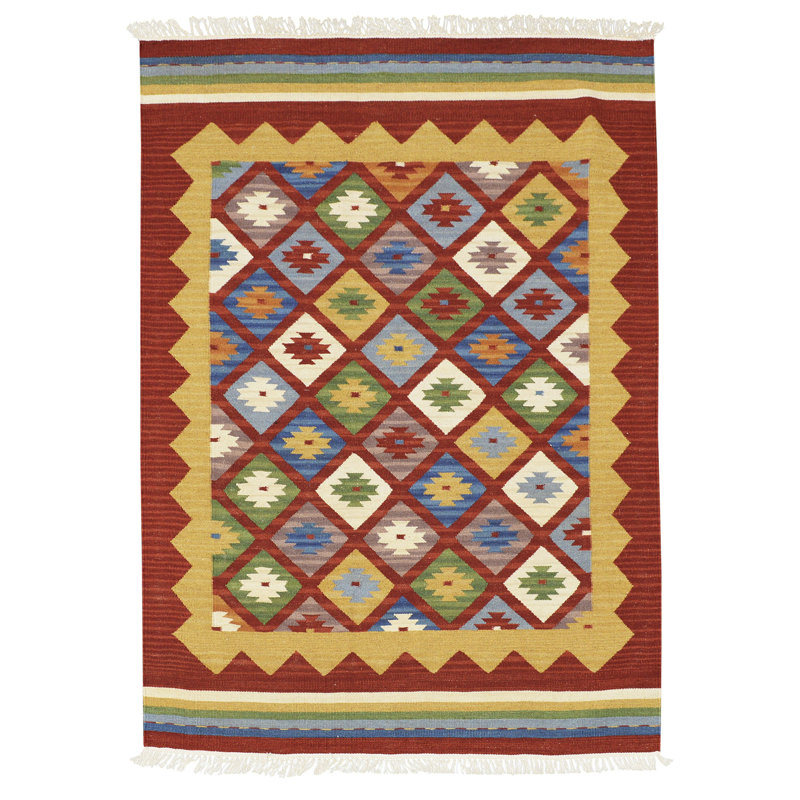 Southwestern Wool Hand Woven Area Rug, Rectangle 125 x 185cm