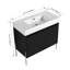Meuble-lavabo moderne avec lavabo en résine en chêne foncé et rangement efficace 36 po-130597414