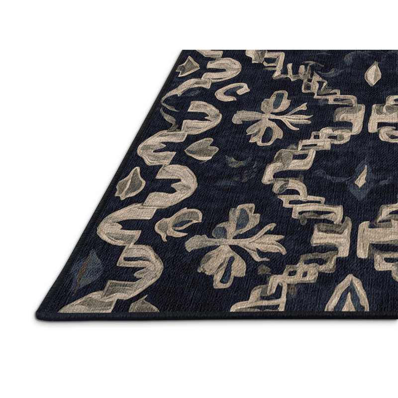 Machine Washable Gray Area Rug, Square 7'