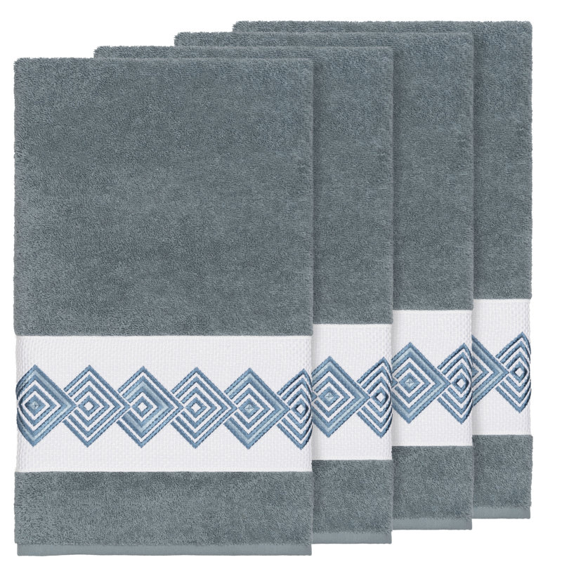 Ensemble de serviettes de bain en coton turc 4 pièces Noah, Bleu sarcelle