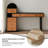 51.97"Extendable Retro Brown and Black Vanity and Chest of Drawers With Makeup Stool and Mirror